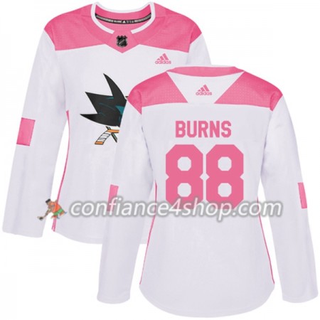 Adidas Maillot de Hockey San Jose Sharks Brent Burns 88 2017-2018 Blanc Rose Fashion Authentic - Femme